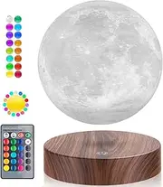 Magnetic Levitating Moon Lamp Floating and Spinning 3D Printing LED Moon Lamp 16 Colors Modes Magnetic Levitation Lunar Night Lights for Home Office Room Table Decoration Cool Gifts