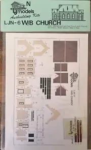 'LJ Models N scale card model kit of a WEATHERBOARD CHURCH