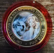 2020 FOUR QUEENS $10 RED Cap .999 Silver Strike Lady & Wolf Faces January