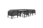 10 Piece Garden Lounge Set with Cushions Poly Rattan Anthracite vidaXL