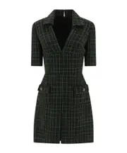 Elie Saab Matrix V-Neck Tweed Dress 38 Black