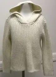 Polo Ralph Lauren Girls Sweater Pullover Wool Viscose Blend Hood Ivory Hoodie