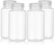 DEARMAMY 4pcs Liquid Sample Bottles Transparent Plastic Reagent Bottles With Screw Caps Lab Containers Travel Refillable Containers 250ml