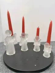 Frosted Glass Angel Candle Holders Set Of 4 - Holiday Lane Vintage Christmas