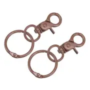 44mm Swivel Clasps Lanyard Snap Hook with Binder Ring for DIY Brown 2Pcs