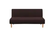 Smarcute Armless Futon Cover Stretch Sofa Bed Slipcover Protector Rich Textured High Spandex Small Checks Jacquard Fabric, Brown