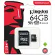 Kingston 金士頓 Canvas Select 系列 Micro SDXC 64G class10 U1 記憶卡/附轉卡