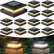 4x4 Post Solar Lights Outdoor: 12 Pack 2 Lighting Modes Fence Deck Cap Lights...