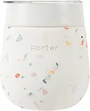 W&P Porter Insulated Glass 11 oz | No Metallic Aftertaste Ceramic Coated for Beer, Wine, Cocktails, Coffee, & Tea | Wide Mouth Vacuum Insulated | Dishwasher Safe, Terrazzo Cream