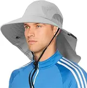 [SUN CUBE] Wide Brim Sun Hat with Neck Flap, UPF50+ Hiking Safari Fishing Hat for Men Women, Sun Protection Beach Hat