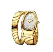 MISSFOX Women's Watches Snake Shape Luxury Wrist Watch For Women Steel Unique Gold Quartz Ladies Watch Clock Relogio Feminino B-1221-GW