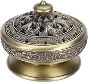Alloy Censer Burner Lotus Buddha Incense Holder - Bronze Vintage Charcoal Stove Luxury Stand - Metal Home Decoration for Office, Room, Tea House - Stick, Cone, Reel Incense