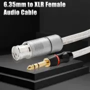Pure Silver XLR 3-Pin Female to 6.35mm Audio Cable 1/4" Stereo Male Signal Wire