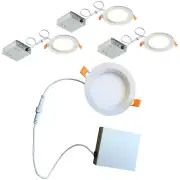 4Pack 4" LED Round Recessed Baffled Flush Mount Downlight, 3000K, 9W(65W), 650LM