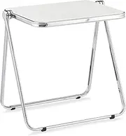 KAIHAOWIN Folding TV Tray Table Acrylic Foldable Table No Assembly Required Tiny Desk for Home Office Side Table Small Computer Desk for Small Spaces-White