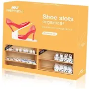 Shoe Slots Organizer, Adjustable Shoe Rack Stacker Storage Space 20 Pack White