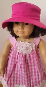 Pink Gingham Dress with Hot Pink Hat & Ice Cream Treat - fits American Girl