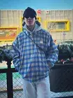 Stu 24SS Blue Plaid Collared Coach Jacket – Retro Coats Casual Outerwear