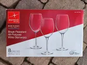 Bormioli Rocco Break Resistant All-Purpose Wine Stemware Glasses, 20.7oz x 8