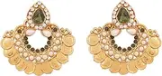 [Touchstone] Indian Bollywood Ancient Southern Gold Bahubali Inspired Bridal Traditional Jewelry Earrings Embellished With Faux Turquoise For Women In Antique Gold Tone.