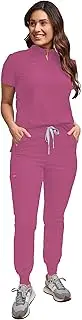 [Green Town] Scrubs for Women Scrub Set - Slim Fit Jogger Pant and Mandarin Collar Tuck-in Top, Easy Care Uniform