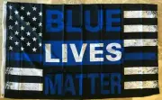 Blue Lives Matter Police USA American Thin Blue Line 3x5 Flag Officers 3' x 5'