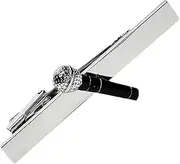 [Tokyo Cufflinks] Silver Black Microphone Tie Clip, One size, Brass, No Gemstone