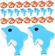 Cute Fox and Dolphin Erasers Bulk Pack Mini Animal Shaped Sketch Erasers for Boys and Girls for Art Supplies