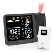 Projection Alarm Clock Weather Station, WWVB Atomic Projector Clock with Sens...