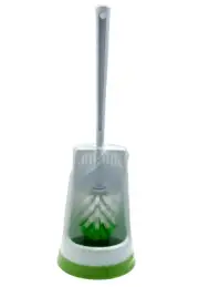 New - Toilet Bowl Brush with Caddy Green and White Plastic Construction China