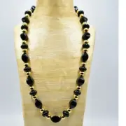 Napier Vintage Statement Necklace Bullock's NWT Black Gold Beaded Signed Bin4