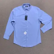 Nordstrom Shirt 15/34-35 Blue Tech Smart Traditional Fit Coolmax Wrinkle Resist