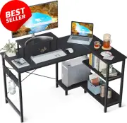 L-Shaped Computer Desk, Reversible Storage Shelves, Corner Desk for Home Office
