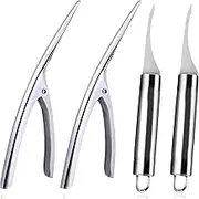 4pcs Shrimp Deveiner and Peeler Set - Stainless Steel Shrimp Cleaning Tools for Kitchen, Easy to Use Shell Remover and Deveining Kit