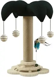 Cat Scratching Post with Wooden Ball Track Cute Cat Tree Condo with Dangling Ball and Scratching Sisal Posts Vertical Sisal Cat Scratcher for Indoor Cats and Kittens (2)