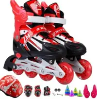 在飛比找樂天市場購物網優惠-直排輪 直排溜冰鞋可調男童女童閃光輪滑鞋全套旱冰鞋初學者滑冰