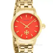 Tory Burch 'The Tory' Womens Dress Watch, Red Dial, Gold Stainless Steel Band