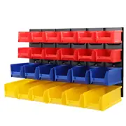 Garage Wall Mounted Rack Storage Tools Organiser Work Bench - 24 Bins