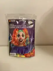 15 Inch Rainbow Clown Hair Long Pigtails Wig