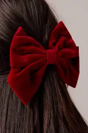 Red Velvet Bow Hair Clip