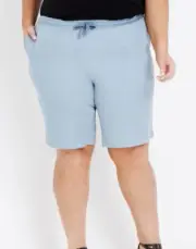 Ladies plus size 20 AUTOGRAPH blue chambray shorts elastic waist NEW 6754