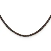 Stainless Steel Chisel 4mm Genuine Leather Hexagon Weave 20 Inch Necklace