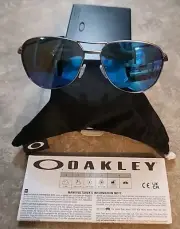 RARE Oakley CONTRAIL 4147-0357 Aviator Sunglasses Satin Chrome Prizm Sapphire