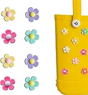 LIGHUFEIC 8 Pcs Flower Charm Accessory for Bogg Bags and Simply Southern Totes, Decorative Accessories toCustomize Your Beach Tote Bag, Polyvinyl Chloride, No Gemstone