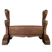 Wenge Samurai Sword Holder Stand Wakizashi Katana Tanto Rack Fish Carved 2 Tier