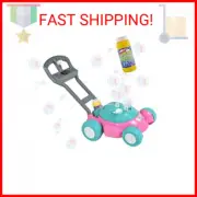 Sunny Days Entertainment Bubble-N-Go Toy Lawn Mower with Refill Solution | Pink