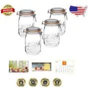 Premium Impact-Resistant 1L Glass Canning Jars with Airtight Metal Lids - 4 Pack