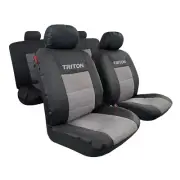 Canvas Seat Covers Full Set For MITSUBISHI TRITON ML MN DUAL CAB Black Grey