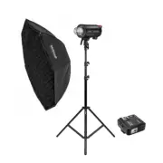Single Godox QT600IIIM 600W HSS Professional Flash Strobe Lighting Kit - Bundle