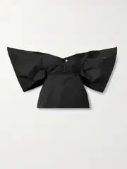 [Rosie Assoulin] Rosie Assoulin - Making Your Point Off-the-shoulder Cotton-blend Twill Top - Black - US4 US 4 Black